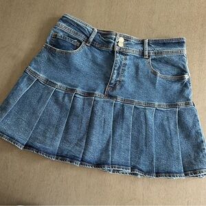 WILD FABLE High Rise Pleated Denim Jean Mini Skirt Size 14
